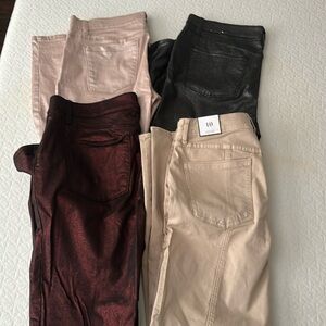 4 pairs WHBM pants * 10R * black glitter pink khaki red * skinny